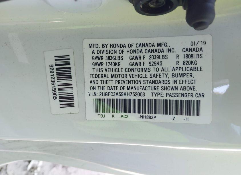 Photo 9 of 2019 Honda Civic SI (VIN 2HGFC3A59KH752003)