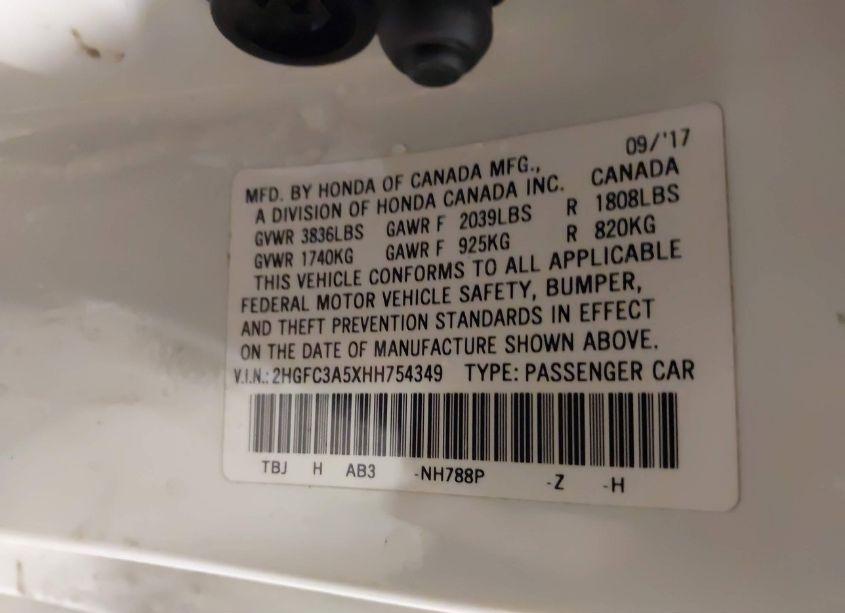 Photo 9 of 2017 Honda Civic SI (VIN 2HGFC3A5XHH754349)