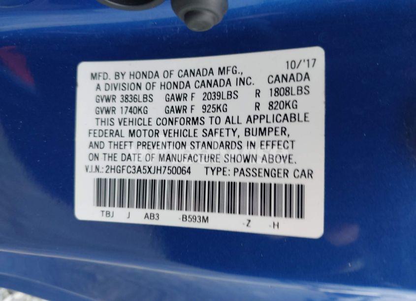 Photo 9 of 2018 Honda Civic SI (VIN 2HGFC3A5XJH750064)