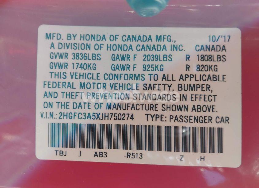 Photo 9 of 2018 Honda Civic SI (VIN 2HGFC3A5XJH750274)