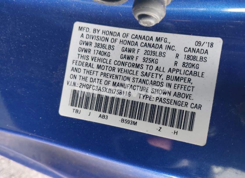 Photo 9 of 2018 Honda Civic SI (VIN 2HGFC3A5XJH758116)