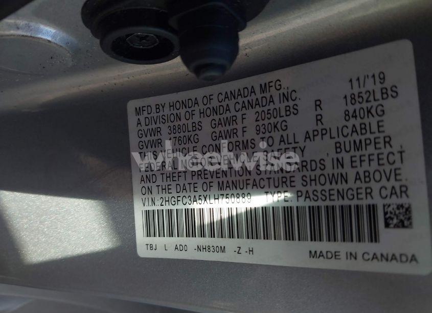 Photo 9 of 2020 Honda Civic SI COUPE (VIN 2HGFC3A5XLH750889)