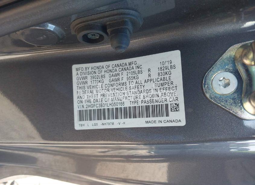 Photo 9 of 2020 Honda Civic EX (VIN 2HGFC3B31LH350166)