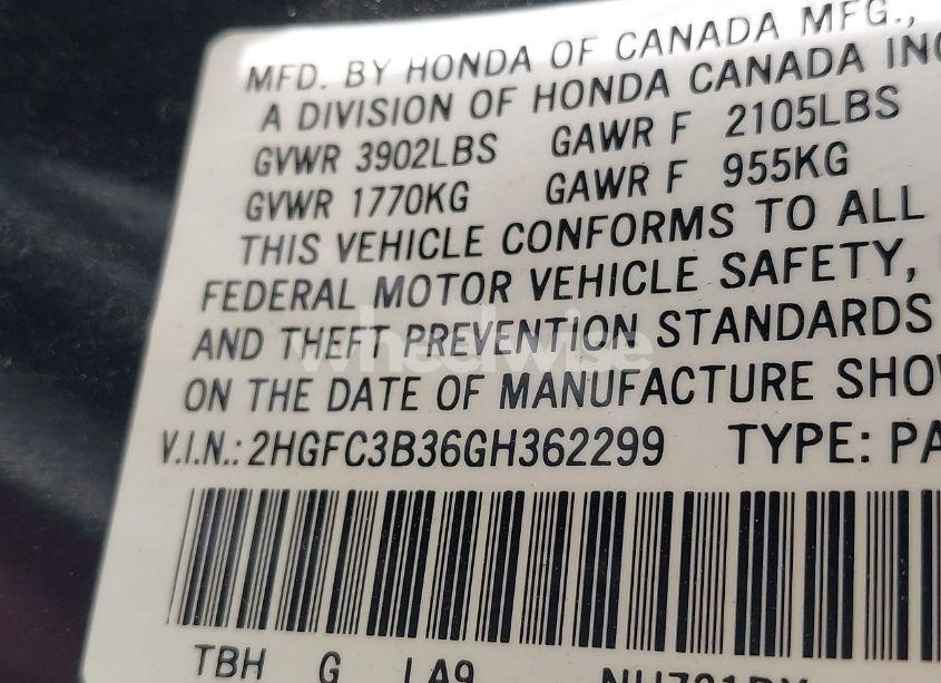 Photo 9 of 2016 Honda Civic EX-T (VIN 2HGFC3B36GH362299)