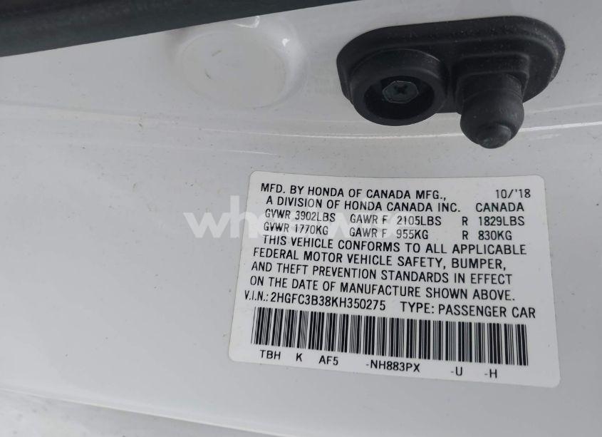 Photo 9 of 2019 Honda Civic EX (VIN 2HGFC3B38KH350275)