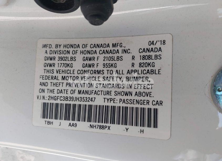 Photo 9 of 2018 Honda Civic EX-T (VIN 2HGFC3B39JH353247)