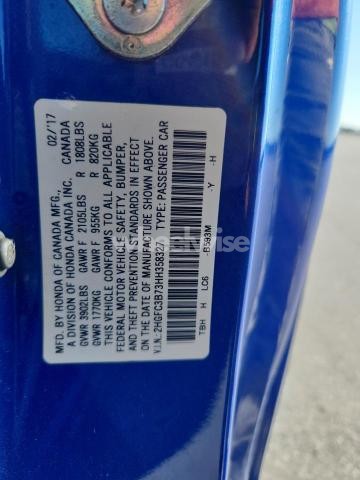 Photo 4 of 2017 HONDA CIVIC EXL (VIN 2HGFC3B73HH358327)