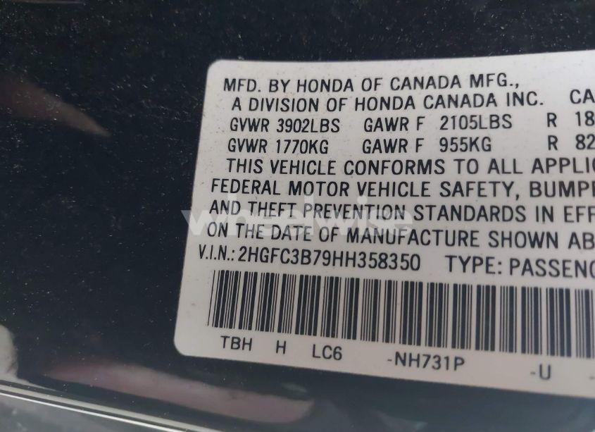 Photo 9 of 2017 Honda Civic EX-L (VIN 2HGFC3B79HH358350)