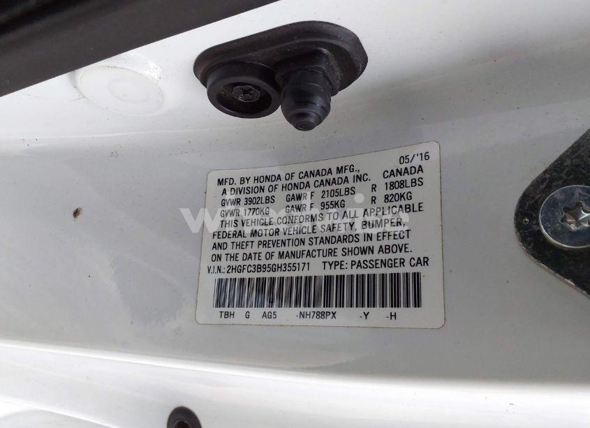 Photo 9 of 2016 Honda Civic TOURING (VIN 2HGFC3B95GH355171)