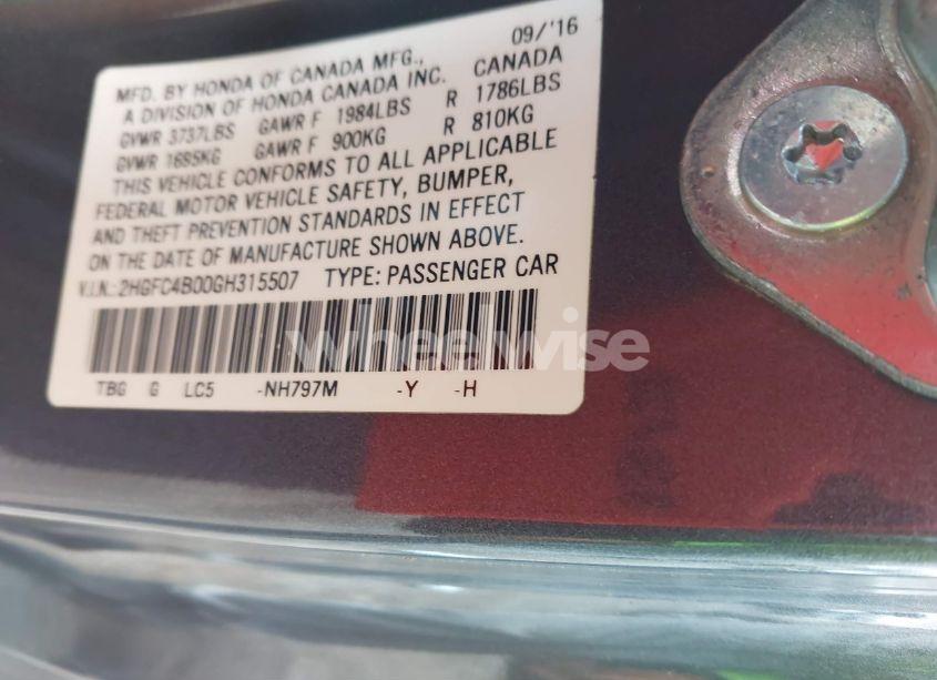 Photo 9 of 2016 Honda Civic LX-P (VIN 2HGFC4B00GH315507)