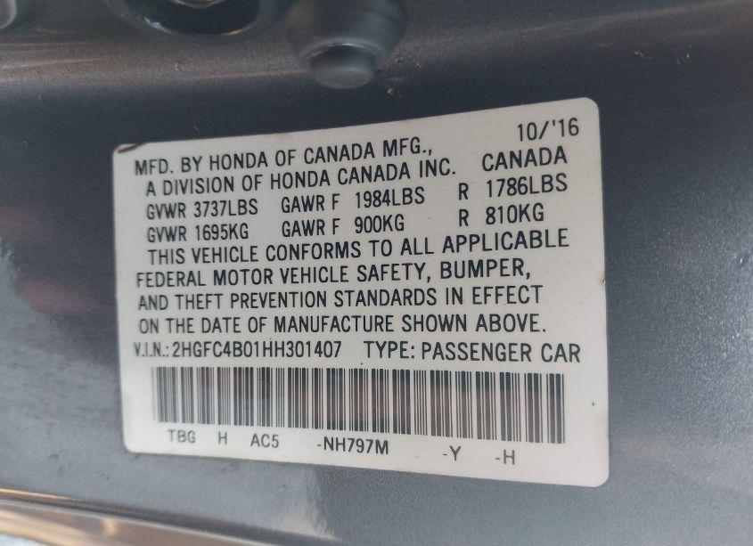 Photo 9 of 2017 Honda Civic LX-P (VIN 2HGFC4B01HH301407)