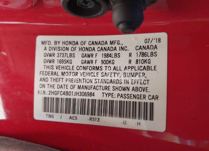 Photo 9 of 2018 Honda Civic LX-P (VIN 2HGFC4B01JH306984)