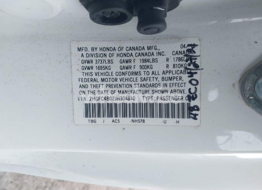 Photo 9 of 2018 Honda Civic LX-P (VIN 2HGFC4B02JH304810)