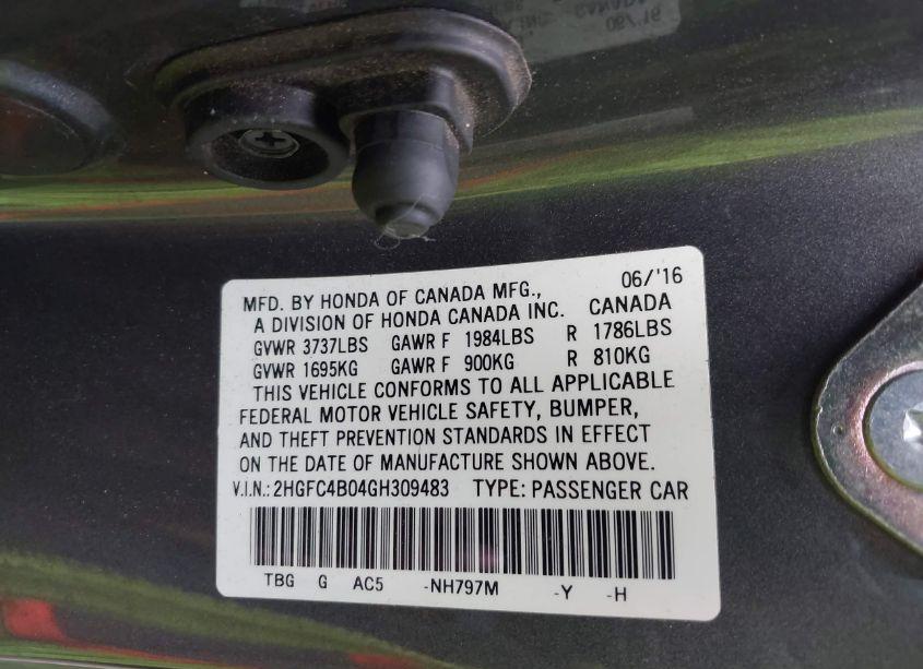 Photo 9 of 2016 Honda Civic LX-P (VIN 2HGFC4B04GH309483)