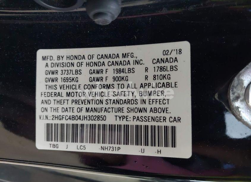 Photo 9 of 2018 Honda Civic LX-P (VIN 2HGFC4B04JH302850)