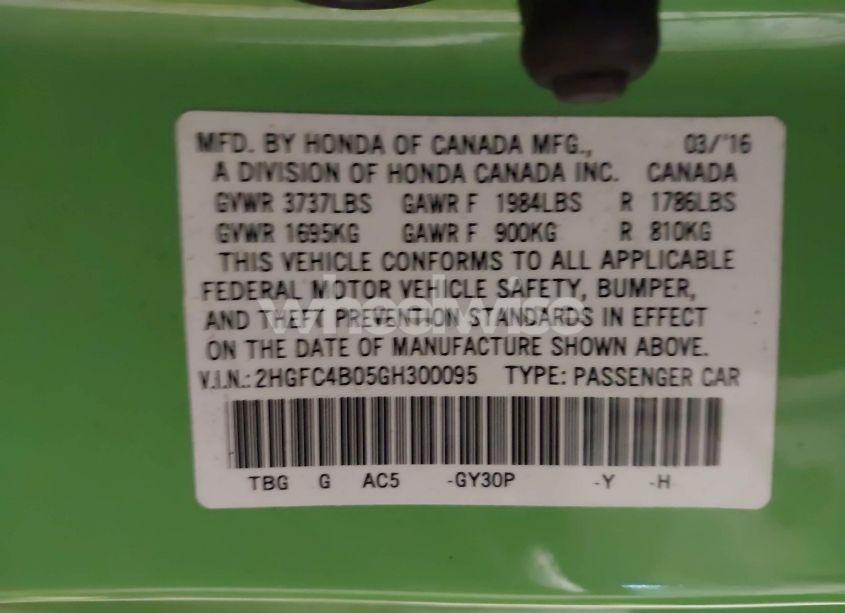 Photo 9 of 2016 Honda Civic LX-P (VIN 2HGFC4B05GH300095)