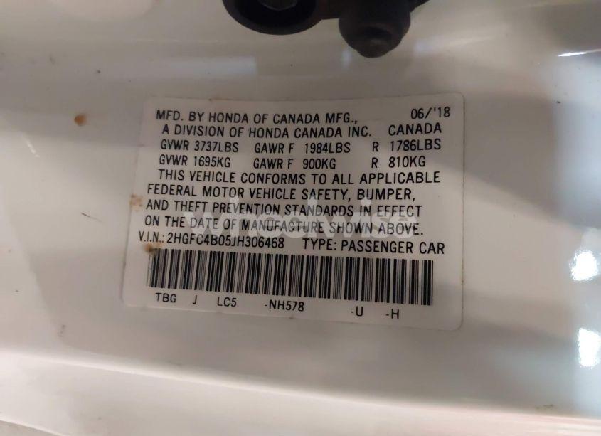 Photo 9 of 2018 Honda Civic LX-P (VIN 2HGFC4B05JH306468)