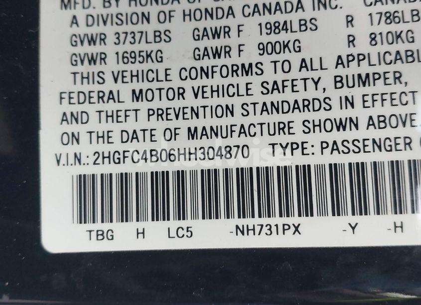Photo 9 of 2017 Honda Civic LX-P (VIN 2HGFC4B06HH304870)