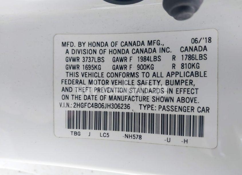 Photo 9 of 2018 Honda Civic LX-P (VIN 2HGFC4B06JH306236)