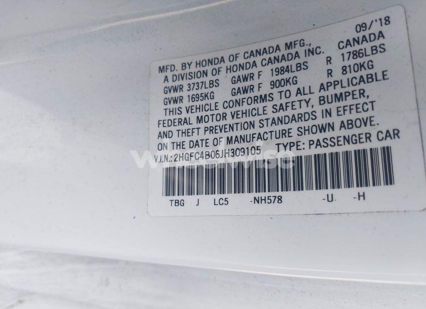 Photo 9 of 2018 Honda Civic LX-P (VIN 2HGFC4B06JH309105)