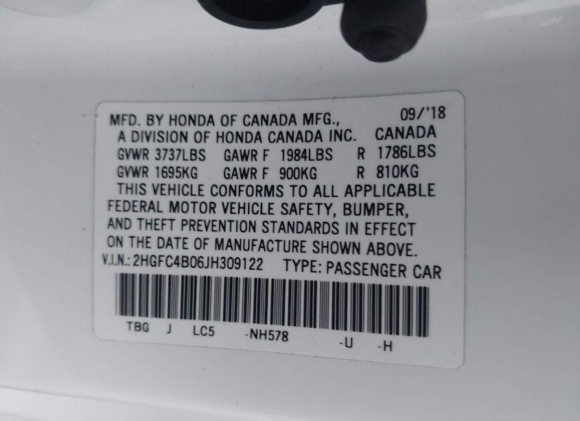 Photo 9 of 2018 Honda Civic LX-P (VIN 2HGFC4B06JH309122)