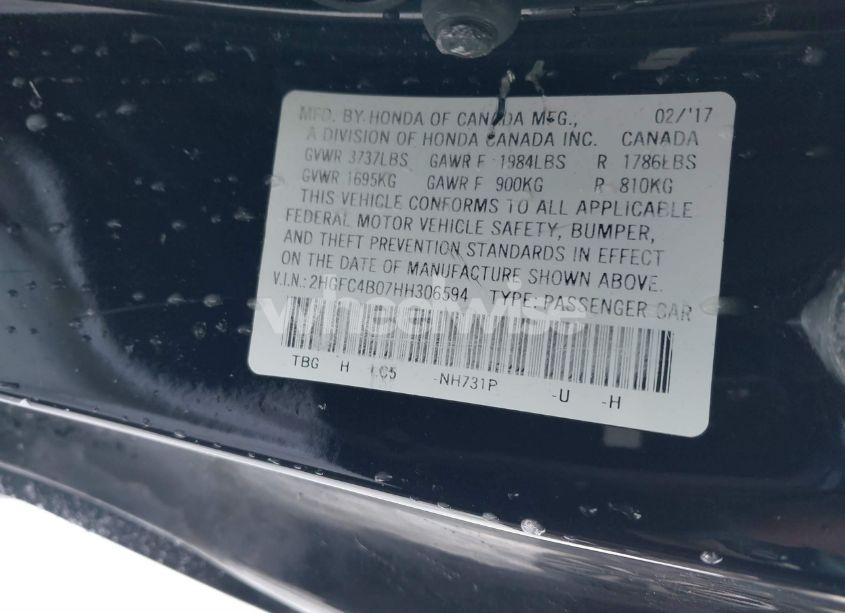 Photo 9 of 2017 Honda Civic LX-P (VIN 2HGFC4B07HH306594)