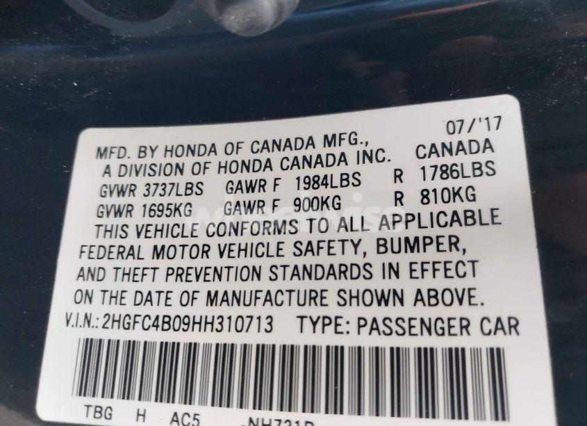 Photo 9 of 2017 Honda Civic LX-P (VIN 2HGFC4B09HH310713)