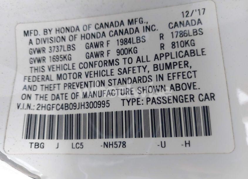 Photo 9 of 2018 Honda Civic LX-P (VIN 2HGFC4B09JH300995)