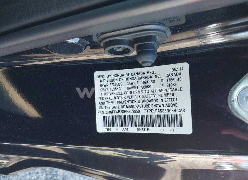 Photo 9 of 2017 Honda Civic LX (VIN 2HGFC4B50HH308859)