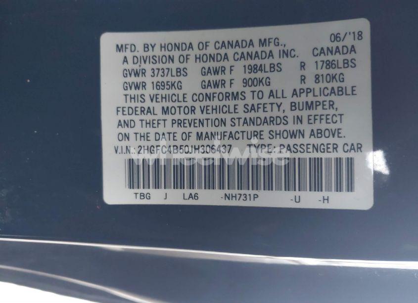 Photo 9 of 2018 Honda Civic LX (VIN 2HGFC4B50JH306437)