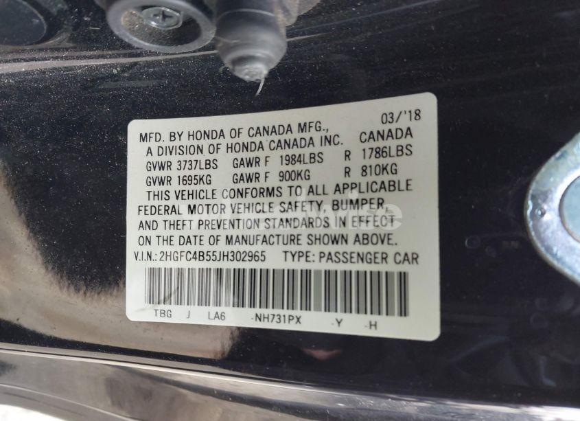 Photo 9 of 2018 Honda Civic LX (VIN 2HGFC4B55JH302965)