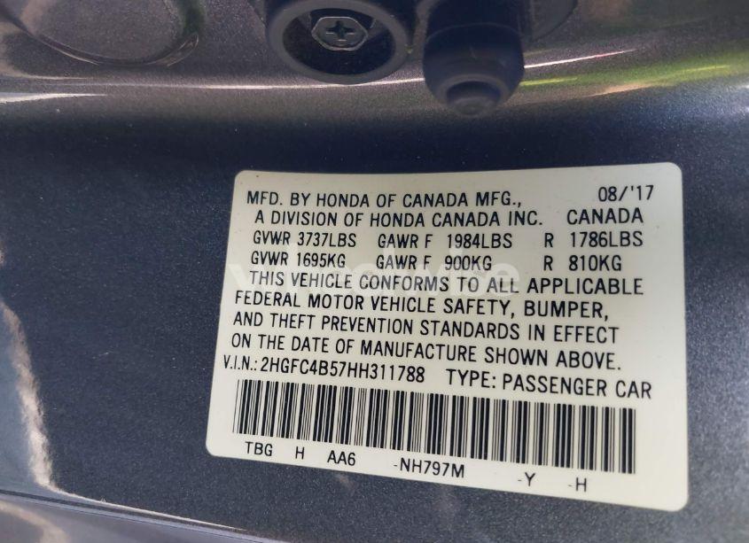 Photo 9 of 2017 Honda Civic LX (VIN 2HGFC4B57HH311788)