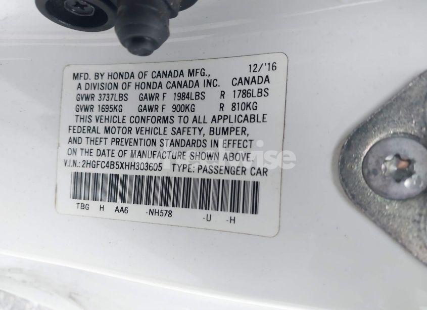Photo 9 of 2017 Honda Civic LX (VIN 2HGFC4B5XHH303605)