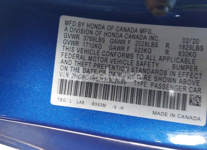 Photo 9 of 2020 Honda Civic LX (VIN 2HGFC4B62LH302899)