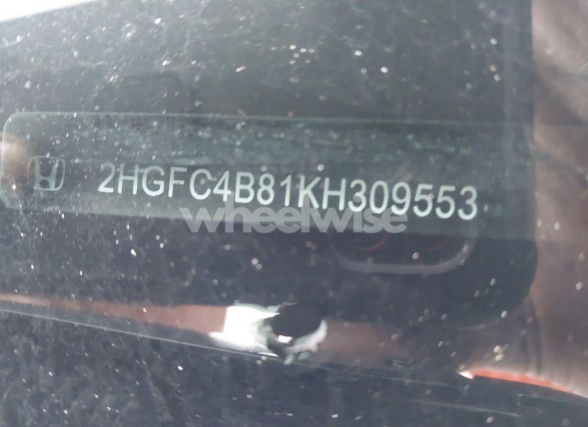 Photo 9 of 2019 Honda Civic SPORT (VIN 2HGFC4B81KH309553)