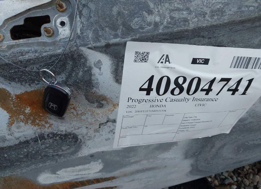 Photo 11 of 2022 Honda Civic EX (VIN 2HGFE1F71NH321278)