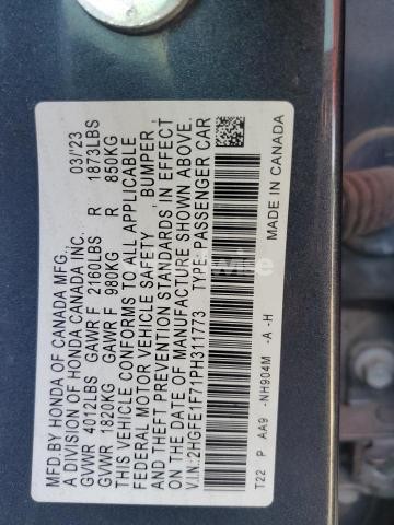 Photo 9 of 2023 HONDA CIVIC EX (VIN 2HGFE1F71PH311773)