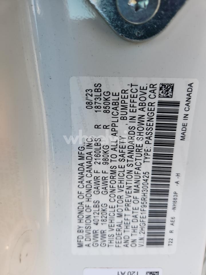 Photo 12 of 2024 HONDA CIVIC TOURING (VIN 2HGFE1F95RH300425)