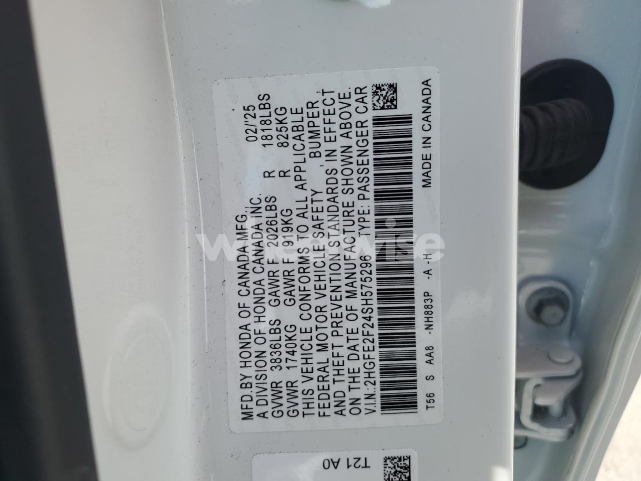 Photo 12 of 2025 HONDA CIVIC LX (VIN 2HGFE2F24SH575296)