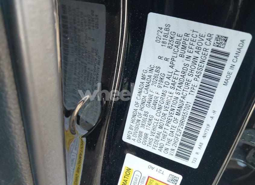 Photo 9 of 2024 Honda Civic LX (VIN 2HGFE2F29RH557001)