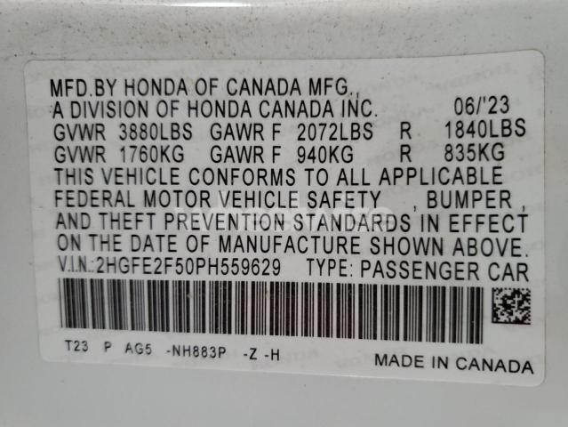 Photo 7 of 2023 HONDA CIVIC SPORT N/A (VIN 2HGFE2F50PH559629)