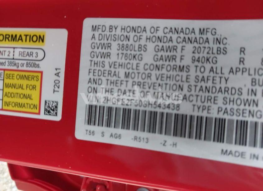 Photo 9 of 2025 Honda Civic SPORT (VIN 2HGFE2F50SH543438)