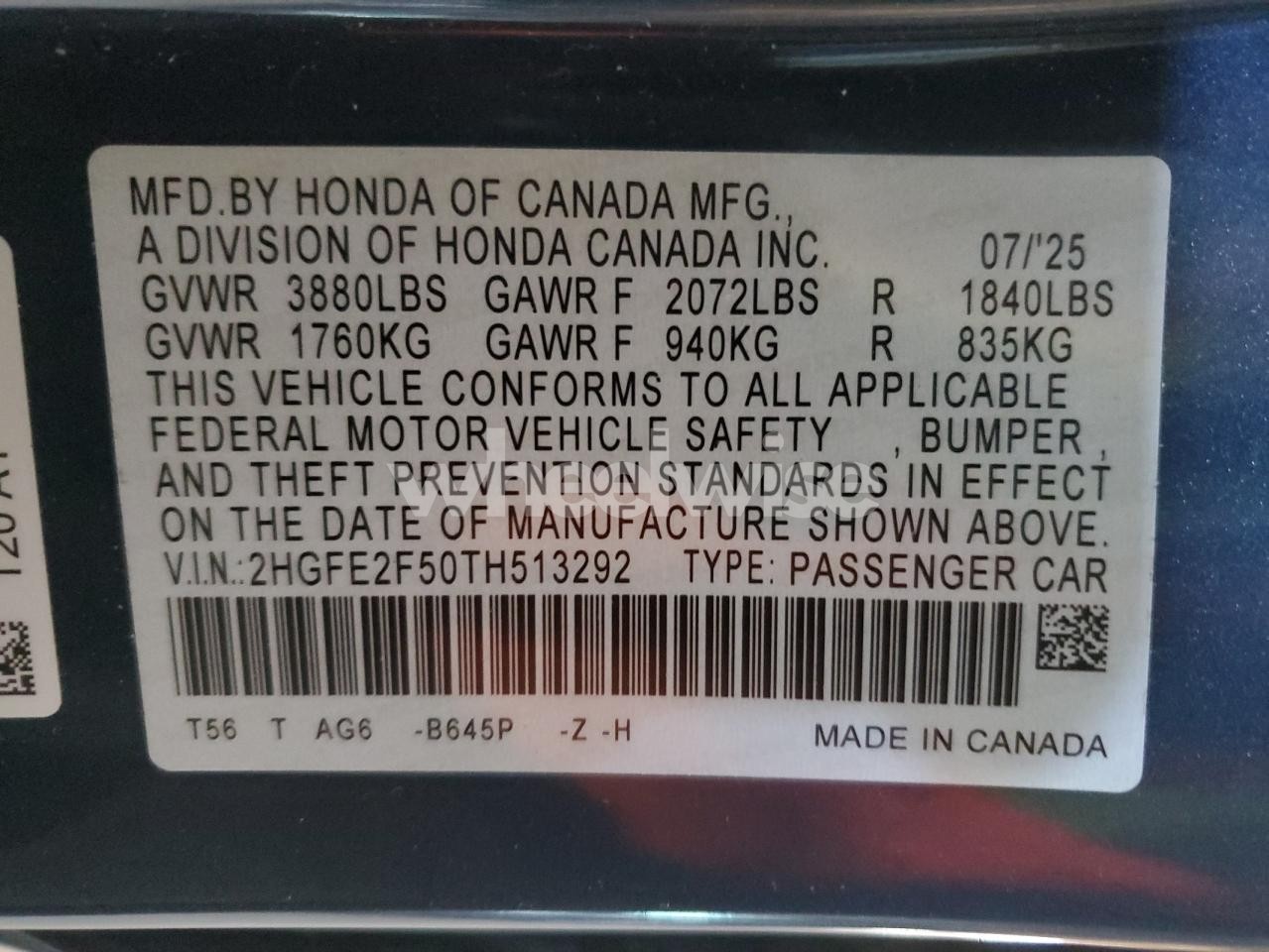 Photo 12 of 2026 HONDA CIVIC SPORT (VIN 2HGFE2F50TH513292)