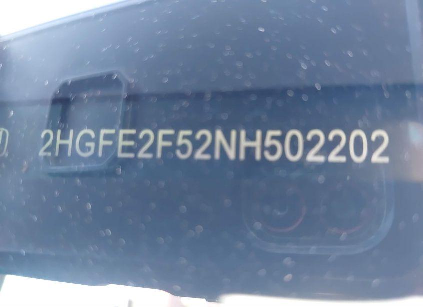 Photo 9 of 2022 Honda Civic SPORT (VIN 2HGFE2F52NH502202)