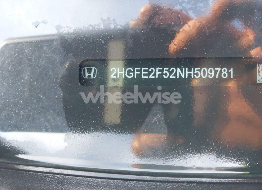 Photo 9 of 2022 Honda Civic SPORT (VIN 2HGFE2F52NH509781)