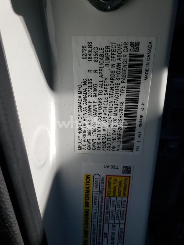 Photo 12 of 2025 HONDA CIVIC SPORT (VIN 2HGFE2F52SH578448)