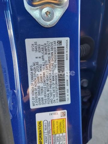 2024 HONDA CIVIC SPORT (VIN 2HGFE2F53RH563872) main photo