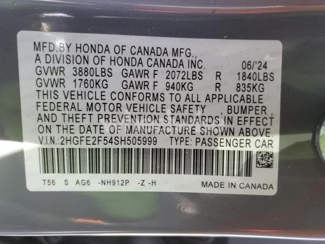 Photo 7 of 2025 HONDA CIVIC SPORT (VIN 2HGFE2F54SH505999)