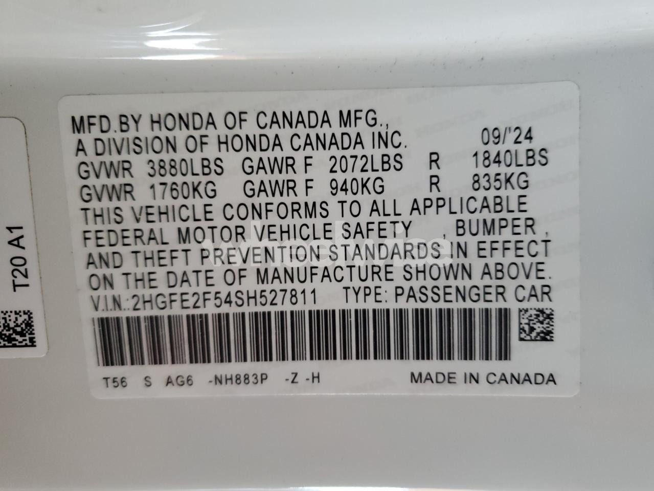 Photo 12 of 2025 HONDA CIVIC SPORT (VIN 2HGFE2F54SH527811)