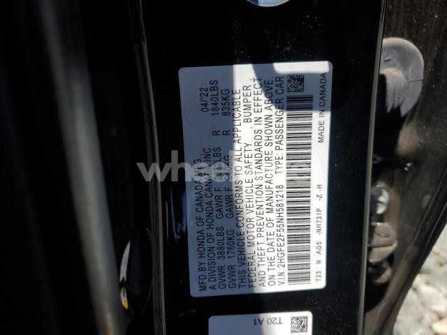 Photo 6 of 2022 HONDA CIVIC SPORT (VIN 2HGFE2F55NH581218)